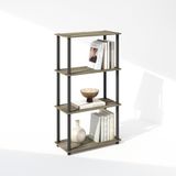 Furinno Turn-N-Tube 4-Tier multifunctionele boekenplank, boekenkast, Frans eiken/zwart