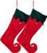Feeric decoratie kerstsok - 2x st - elf laars - H45 cm - rood - vilt