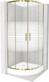 Mexen Rio cabine de douche semi-circulaire 70 x 70 cm, Rayé, Or + receveur de douche Rio, Blanc