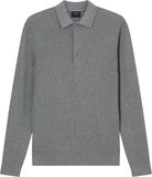 OLYMP Casual modern fit gebreide polo katoen - structuur - lange mouw - grijs
