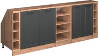 Vicco Keukenkast voor schuine wand R-Line, Antraciet landhuis/Goudkleurig Eiken, 210 cm Set van 5 kastrompen 60 cm diepte