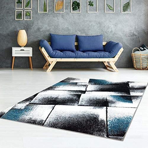carpet city Tapijtloper Modern Moda vlakpolig laagpolig contour cut handcarving gemêleerd blauw voor woonkamer; grootte: 80x300 cm