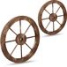 Relaxdays Houten Wagenwiel - Set van 2 - Ø 60 cm - Bruin