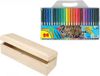 Boîte de rangement en bois sans marque pour feutres avec 24 feutres de couleur