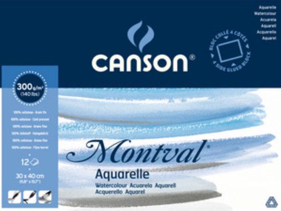 Cancon CANSON Montval Aquarelpapier Blok Fijne Korrel 300 grams 19 x 24 cm 12 vellen