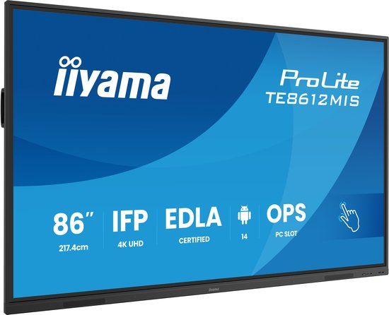 iiyama TE8612MIS-B4AG 85.6" 4K Ultra HD Zwart Touchscreen