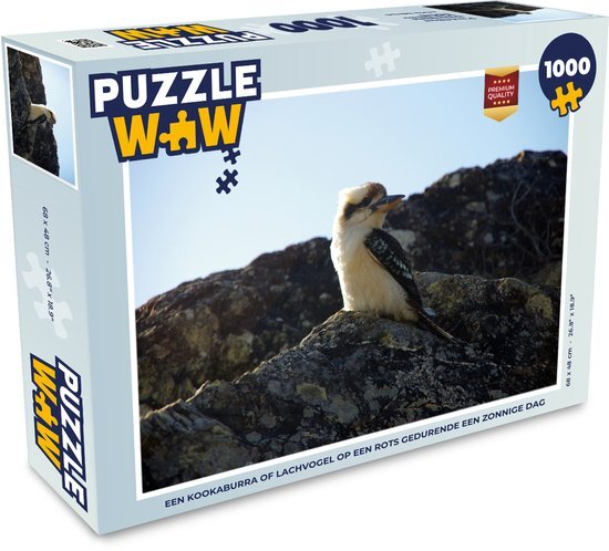 MuchoWow Puzzel Een kookaburra of lachvogel op een rots gedurende een zonnige dag - Legpuzzel - Puzzel 1000 stukjes volwassenen