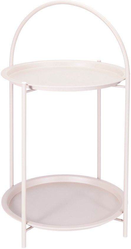 Home & Styling Bijzettafel 2 laags - beige - metaal - 40 x 66 cm