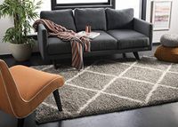 Safavieh Hudson Shag Collection SGH281A Ivory and Grey Moroccan Diamond Trellis Area Rug