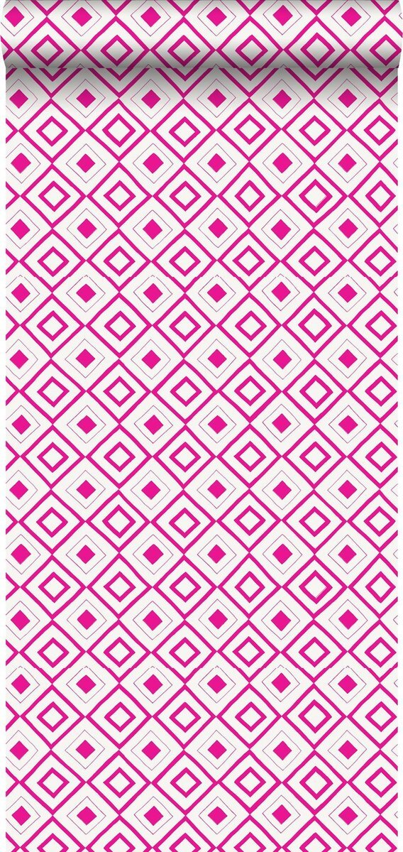 Esta Home behang ruiten fuchsia roze - 138862 - 0.53 x 10.05 m