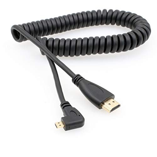 HangTon Micro HDMI naar HDMI Spiraalvormige Kabel - 4ft - 90 Graden - 6907673543947