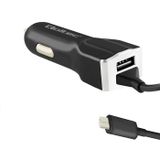 Qoltec 50142 autolader voor mobiele apparatuur, zwart, sigarettenaansteker, 12-24V, 17W, 5V/3.4A, USB + USB Type-C