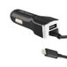 Qoltec 50142 autolader voor mobiele apparatuur, zwart, sigarettenaansteker, 12-24V, 17W, 5V/3.4A, USB + USB Type-C