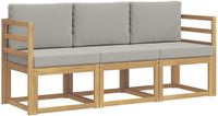 vidaXL - Buiten - bank - set - 3 - st - Wit - en - Lichtgrijs - Polyester