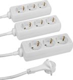 Meister Stekkerdoos 3-voudig - set van 3 - extra platte stekker - 1,4 m kabel - wit