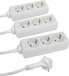 Meister Stekkerdoos 3-voudig - set van 3 - extra platte stekker - 1,4 m kabel - wit