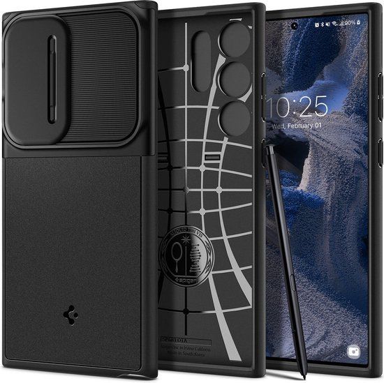 Spigen Optik Armor Hoesje Geschikt voor Samsung Galaxy S23 Ultra Camera Slider Zwart