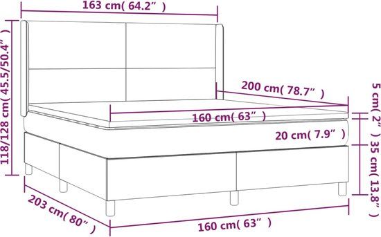 vidaXL Boxspring Bed - Kunstleer - Zwart - 160x200 cm