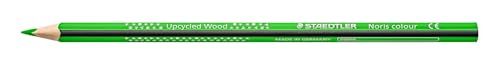STAEDTLER Noris colour 187 Kleurpotloden, zacht oppervlak, hoge breukvastheid, Made Form Upcycled Wood, enkel product lichtgroen, vouwdoos, 12 kleurpotloden, 187-50