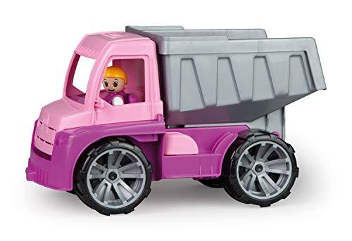 Lena 04451 - TRUXX roze kiepwagen, voertuig ca. 27 cm, kiepvrachtwagen met Lena-speelfiguur, robuuste dumper, kiepbare laadbak, roze en paars speelgoedvoertuig voor meisjes vanaf 2 jaar