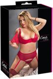 Cottelli Collection Ensemble de 3 soutiens-gorge avec bonnets en quart - Rouge