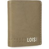 Lois - Herenportemonnee van leer – portemonnee voor heren slim blokkering RFID/NFC – portemonnee heren vintage - portemonnee heren leer multicards - portemonnee heren echt leer 205520, Kaki Leer