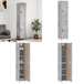 Buffet Haut Gris Béton 34,5x34x180 Cm Bois D'Ingénierie