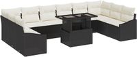vidaXL Tuinbank Set 11-delig Zwart/Crème