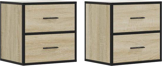 vidaXL Nachtkastjes 2 stuks wandgemonteerd 40x31x39,5cm Sonoma eikenkleur
