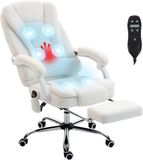 Vinsetto Massage Bureaustoel - Linnen (100% Polyester) - Wit