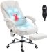 Vinsetto Massage Bureaustoel - Linnen (100% Polyester) - Wit
