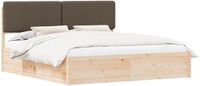 vidaXL Bedframe met Gevoerde Hoofdbord Taupe 200 x 200 cm