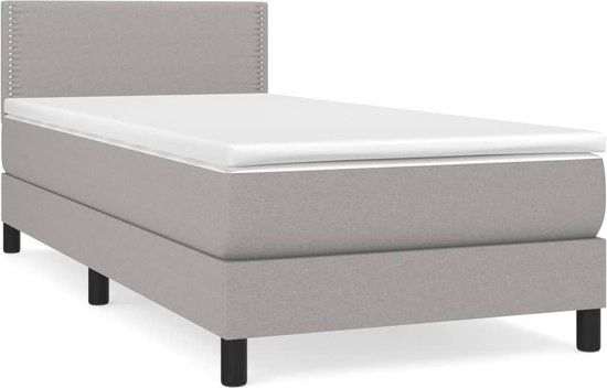 vidaXL Boxspring met matras stof lichtgrijs 90x190 cm