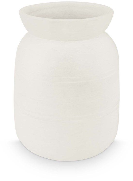 vtwonen Vaas - Terracotta - Wit - 27x35cm