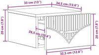 vidaXL Muurbevestigde Nachttafel Grijs sonoma 34,5 x 33 x 20 cm