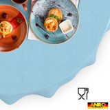 ANRO Tafelkleed Effen linnenlook Blauw Rond Ø100cm Rechte rand Afwasbaar Waterafstotend