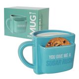 Fisura Originele geschenkmok "A sugar rush", blauwe theekop met koekjeszak, grappige ontbijtmok, modern ontbijtglas, inhoud 316 ml