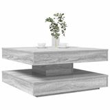 vidaXL Salontafel, 360 graden draaibaar, grijs Sonoma, 70x70x34,5 cm