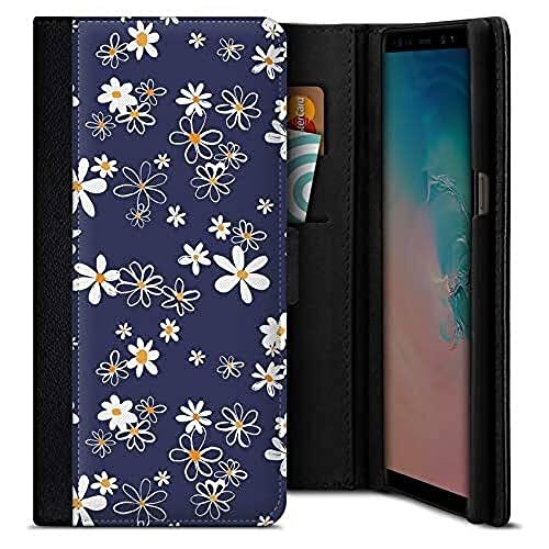 caseable caseable Samsung Galaxy S9 beschermhoes - mobiele telefoon klaphoes - schokdempend & krasbestendig oppervlak - kaartenvak - kleurrijk design - Navy Daisies - bloemen bloemen bloemen