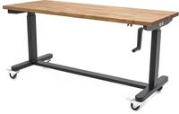 Lemato Établi avec plateau en bois massif, réglable en hauteur, mobile, 152 cm