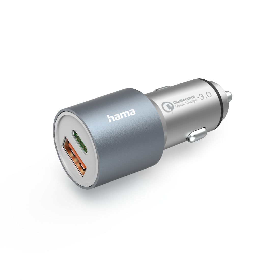 Hama Auto Oplader - Smartphone & Tablet - Zilver - Sigarettenaansteker - USB-C - Quick Charge 3.0 - 38W