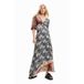 Desigual maxi dress with paisley print black/white/red