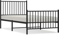 vidaXL Bedframe met hoofd- en voeteneinde metaal zwart 90x190 cm