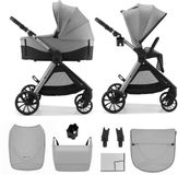 Kinderkraft VESTO 2 – 2-in-1 kinderwagen – Reiswieg EN1466 draagbaar – Memory buttons 1-hand wissel – tot 22 kg – Grijs