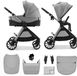 Kinderkraft VESTO 2 – 2-in-1 kinderwagen – Reiswieg EN1466 draagbaar – Memory buttons 1-hand wissel – tot 22 kg – Grijs