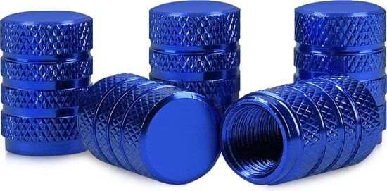 kwmobile 5x autoventieldoppen - Ventieldopjes van metaal in blauw - Ook voor fiets en motor