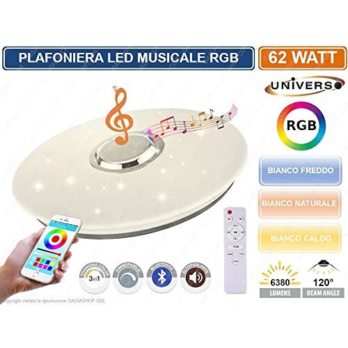 Trade Shop - LED plafondlamp 3in1 RGB 62W ronde sterrenhemel Bluetooth luidspreker app - 30086