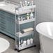 SAKA Slanke opbergwagen, 4 niveaus badkamer rollende utility cart opslag organizer uitschuifbare kar, mobiele rekken unit organizer trolley voor kantoor, badkamer, keuken, wasruimte, smalle plaatsen