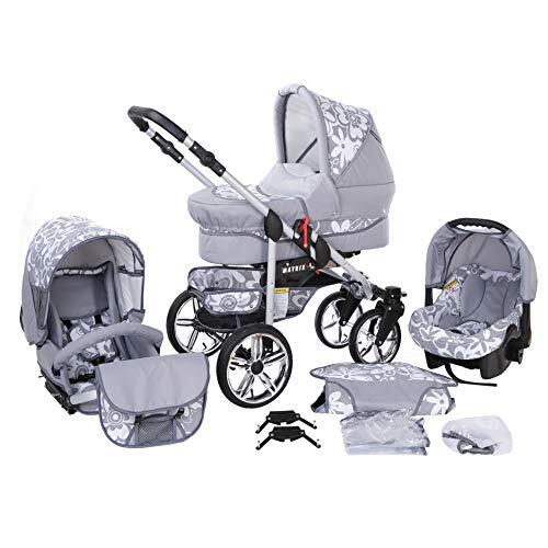 SaintBaby Kinderwagens 3in1 2in1 set Isofix buggy Autostoeltje opvouwbaar X-Car by graphite & graphite flowers 2in1 zonder autostoel