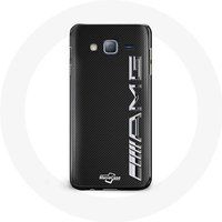 Maniacase Etui voor Samsung Galaxy J3 Amg Logo Carbon Textuur